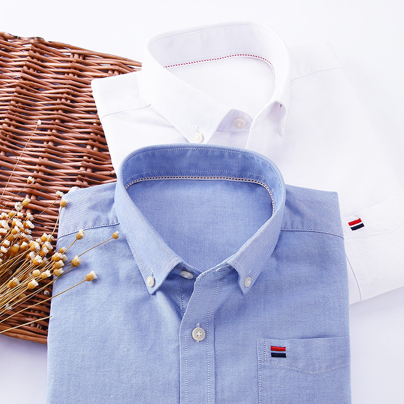 歐比森夏季純棉免燙牛津紡男士襯衫純色韓版修身商務休閑短袖襯衣