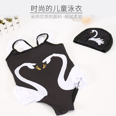 Children's one-piece swimsuit for girls, suitable for middle-aged children, swan-themed swimsuit for baby girls, wholesale
