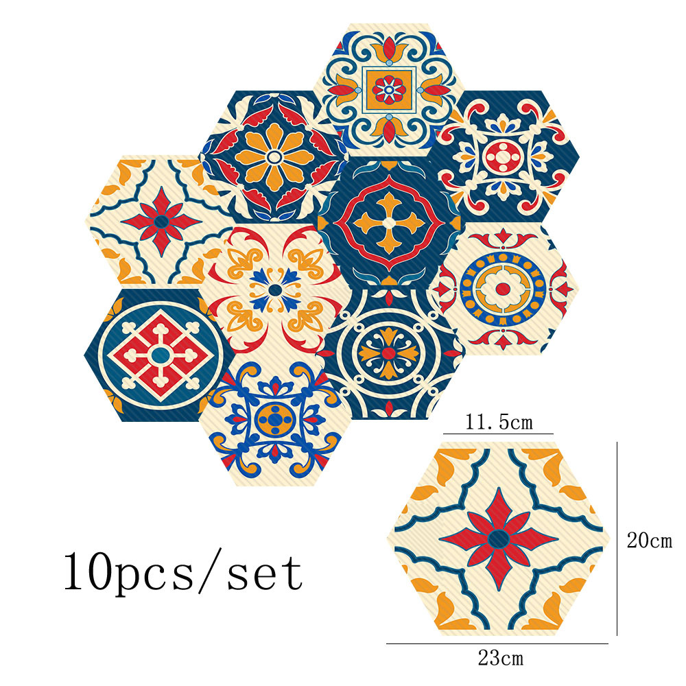 Exclusive Of Moroccan Style Hexagonal Twill Floor Stickers, Bathroom Kitchen Wall Stickers, Peel-off Wear-resistant Anti-slip Mats