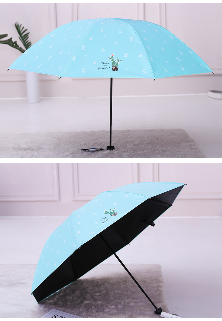 2019创意新款夏天户外防紫外线太阳伞黑胶防晒遮阳伞三折伞定制详情图6