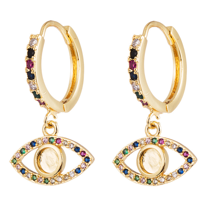 Moda Cobre Micro-set Color Zircon Aretes Pendientes De Ojo De Mujer display picture 6