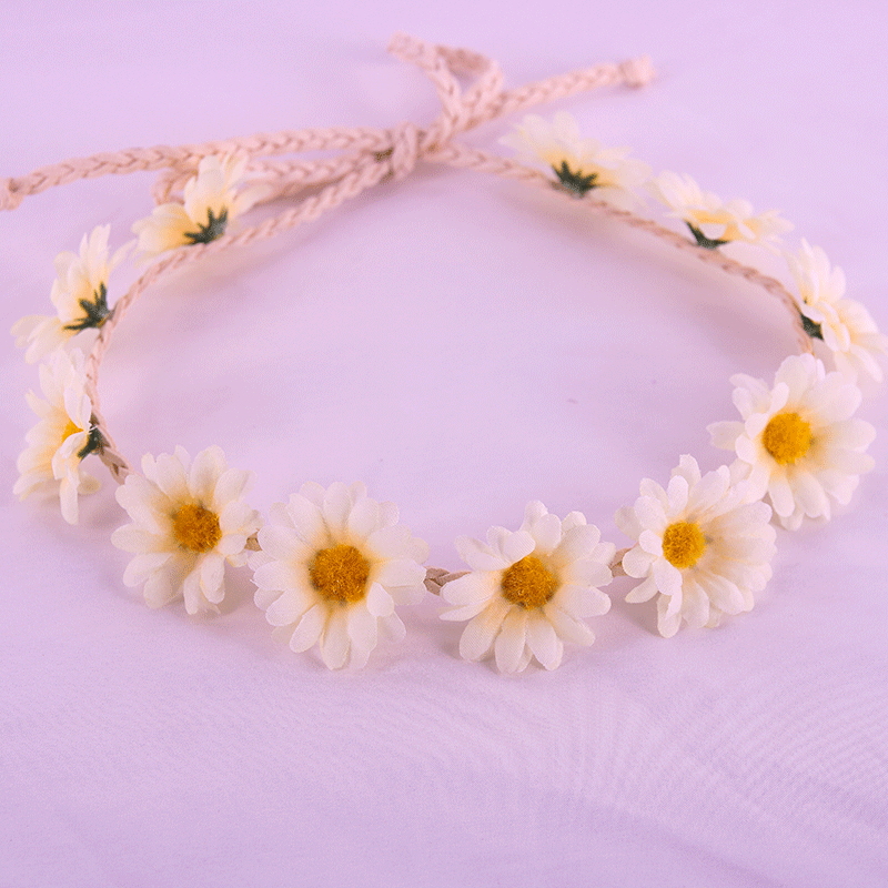 Las nuevas mujeres de la Margarita girasol Garland Seaside Beach flor tocado diadema tejida banda de pelo de la margarita