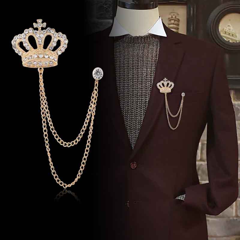 Korean version men's suit brooch crown c...
