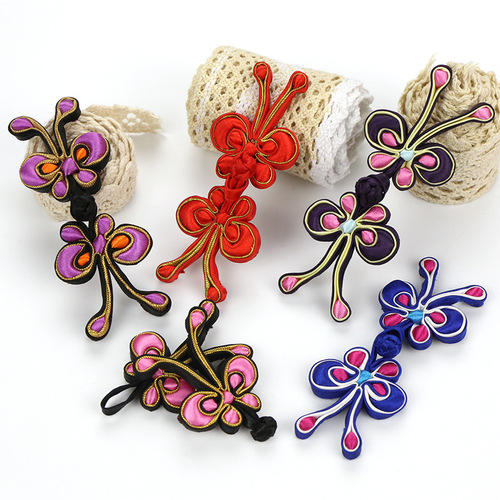 Handmade Button for Mandarin Collar Cheongsam, Small Butterfly Design, Tangzhuang Accessory Button, Chinese Hanfu Colorful Retro Decorative Button for Women