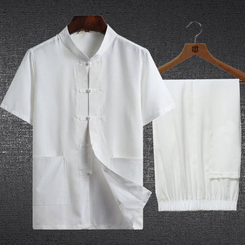 Linen Chinese Tang suit for men Hanfu short sleeve cotton linen men shirt style men wear