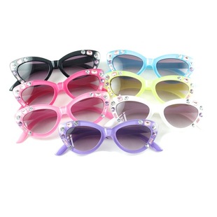 European and American new personalized diamond children's sunglasses exquisite cat eye sunglasses rhinestone children's sunglasses 3077