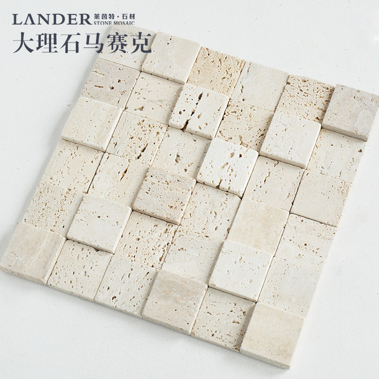 Factory wholesale stone mosaic natural marble TV background wall tile hole stone high and low face background wall