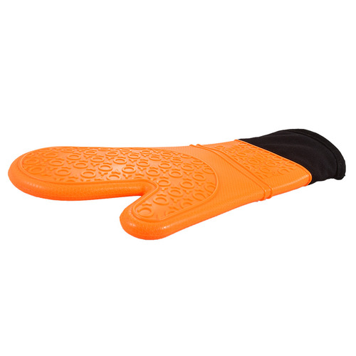 Round flat mouth silicone cotton long gloves kitchen baking microwave oven insulated oven retrieval anti-scalding two-finger gloves