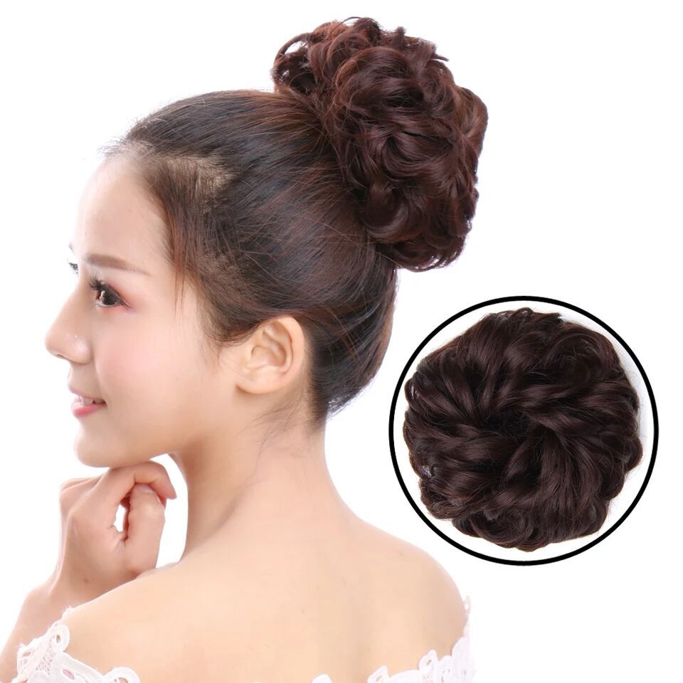 Peluca de pelo Anillo Bola de la cabeza bolsa de pelo de fibra química banda de goma bolsa de pelo rizador de pelo brote de flor Flor de cabeza femenina mullido Pelo Rizado Anillo de pelo grande