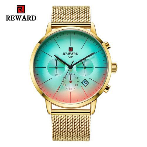 Reward cross-border men's watch multifunctional sports quartz watch stainless steel mesh belt men's watch customizable watch logo