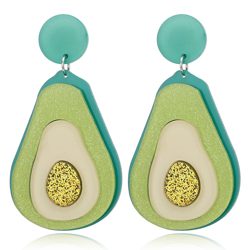 Mode Nouveau Acrylique Avocat Fruits Vert Boucles D&#39;oreilles Mignon Boucles D&#39;oreilles Douces En Gros Nihaojewelry display picture 6