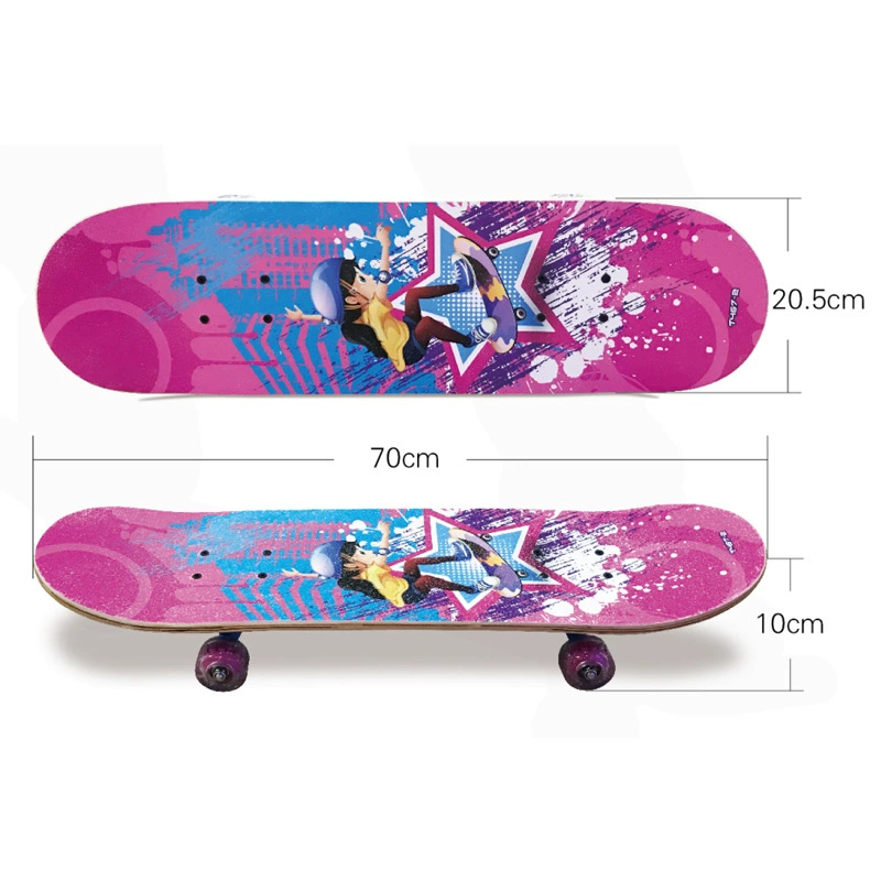 运动伙伴 Children's flashing skateboard for adults for beginners on four wheels with two curved ends, for teenagers