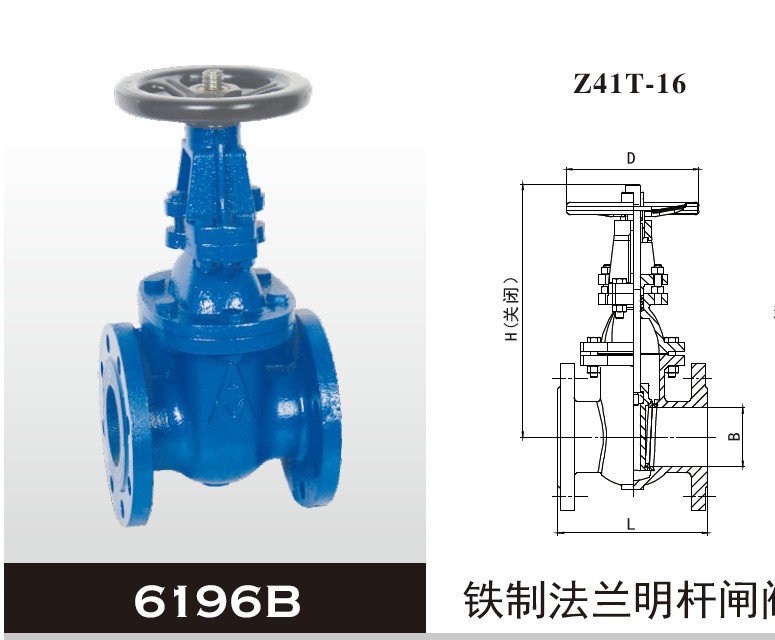 正品埃美柯Z41T-16 6196B铸铁法兰明杆闸阀喷塑自来水消防管水阀