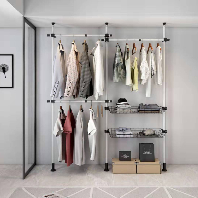 Suministro de fábrica de piso de pie ropa percha portátil simple abrigo rack hogar piso de pie percha de ropa retráctil
