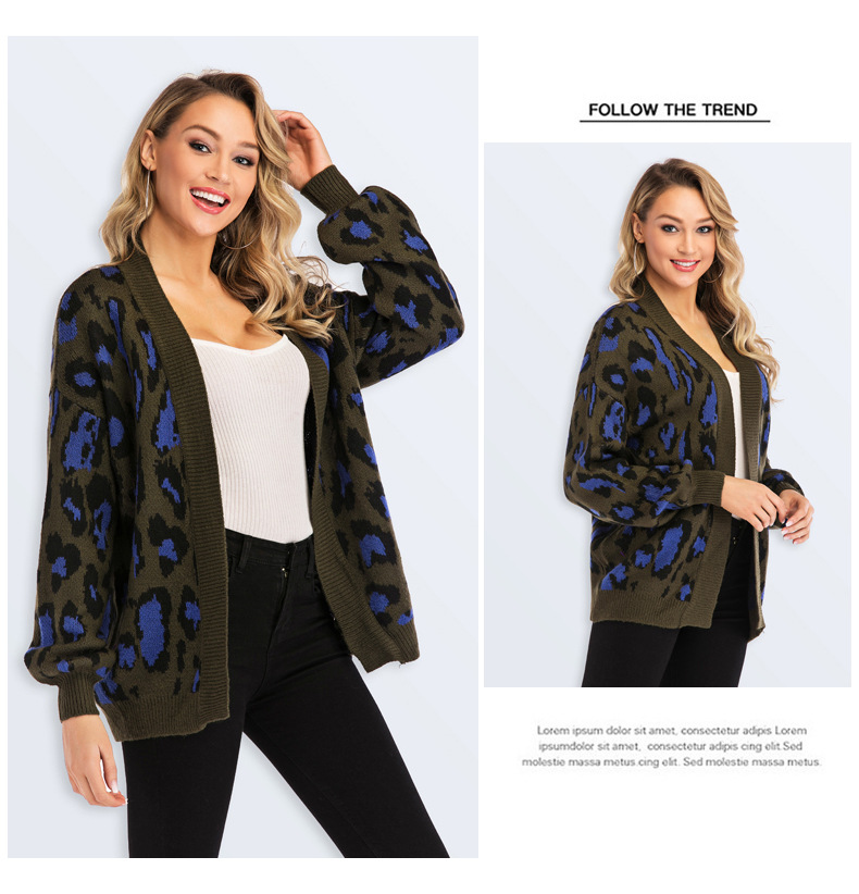 Sexy Leopard Print Women s Knit Cardigan NSYH9735