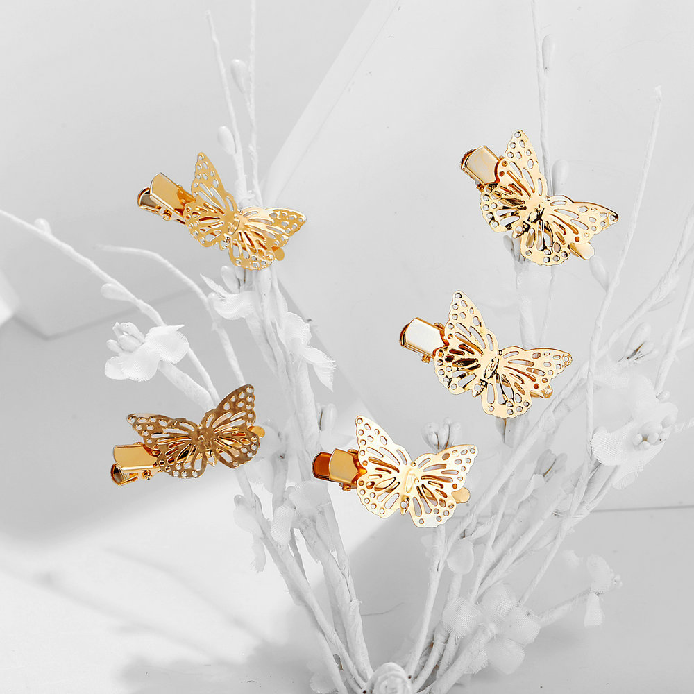 Fashion Retro Hollow Gold Butterfly Hairpin Creative Simple Side Clip Female display picture 6