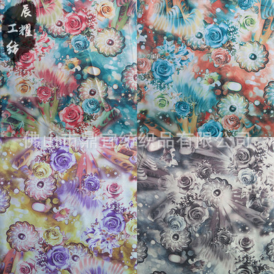 花蕾花朵图案 时尚服装印花面料 弹力针织印花面料 白底斜纹面料|ms
