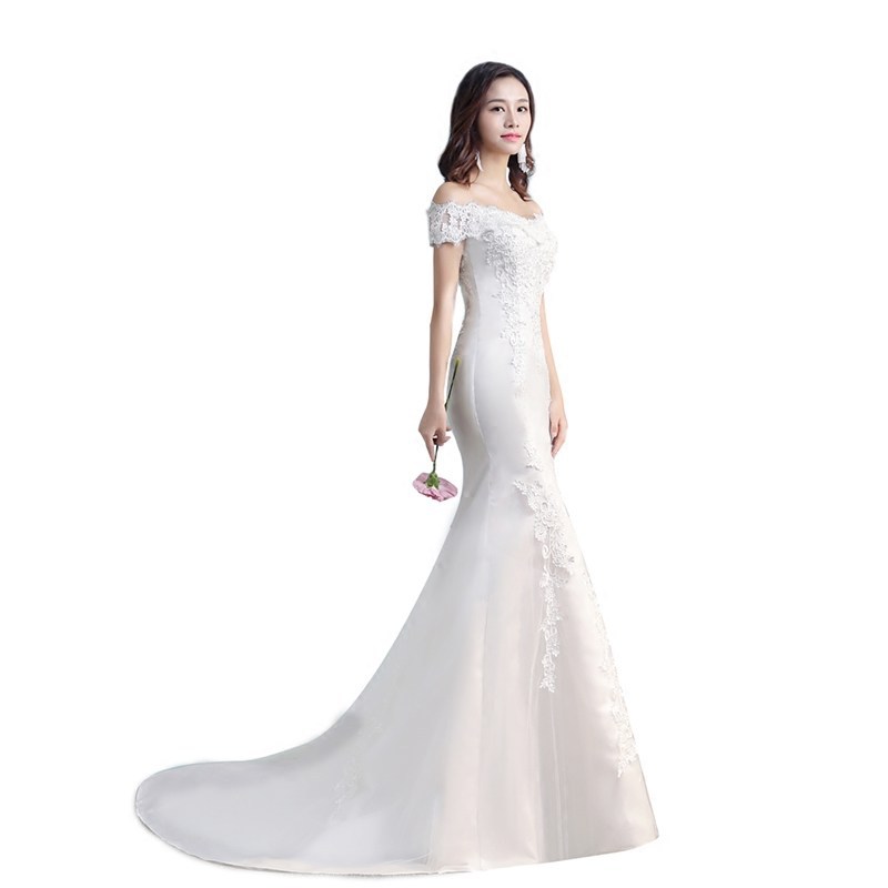 Vestido de Novia Estilo Mori de Un Solo Hombro, Vestido de Novia con Cola de Sirena Ajustado Estilo Princesa, Vestido de Novia Ligero, Nuevo Estilo 2026