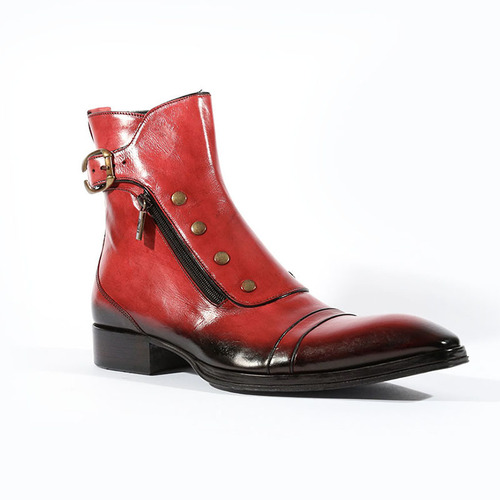 Factory's new pointed toe square toe color-brushed short side zipper versatile casual foreign trade men's boots size 38-48