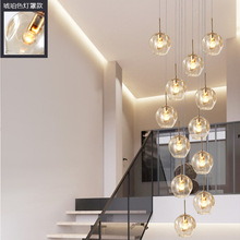 現代簡約別墅大氣北歐客廳創意個性餐廳旋轉復式樓樓梯長吊燈