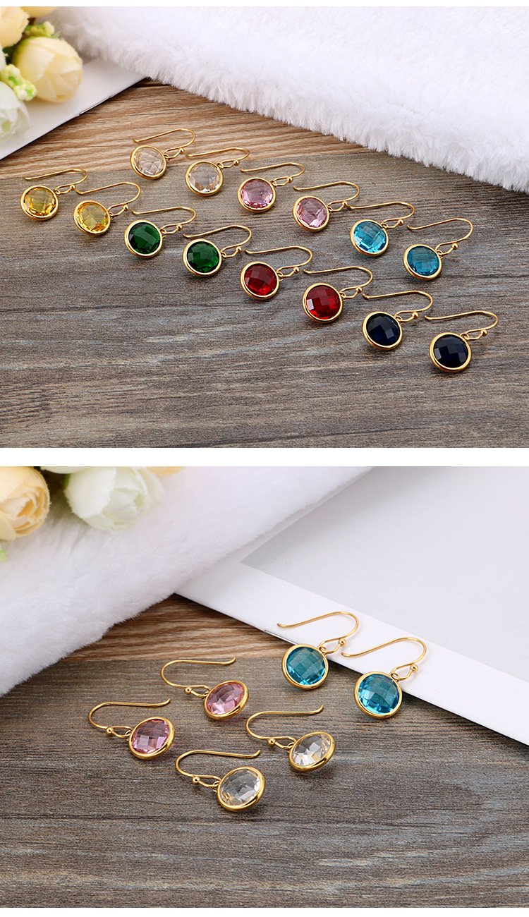 Round Pattern PVD Coated 18K Gold Plated Geometric Titanium Steel Korean Style Waterproof Non Tarnish Earrings