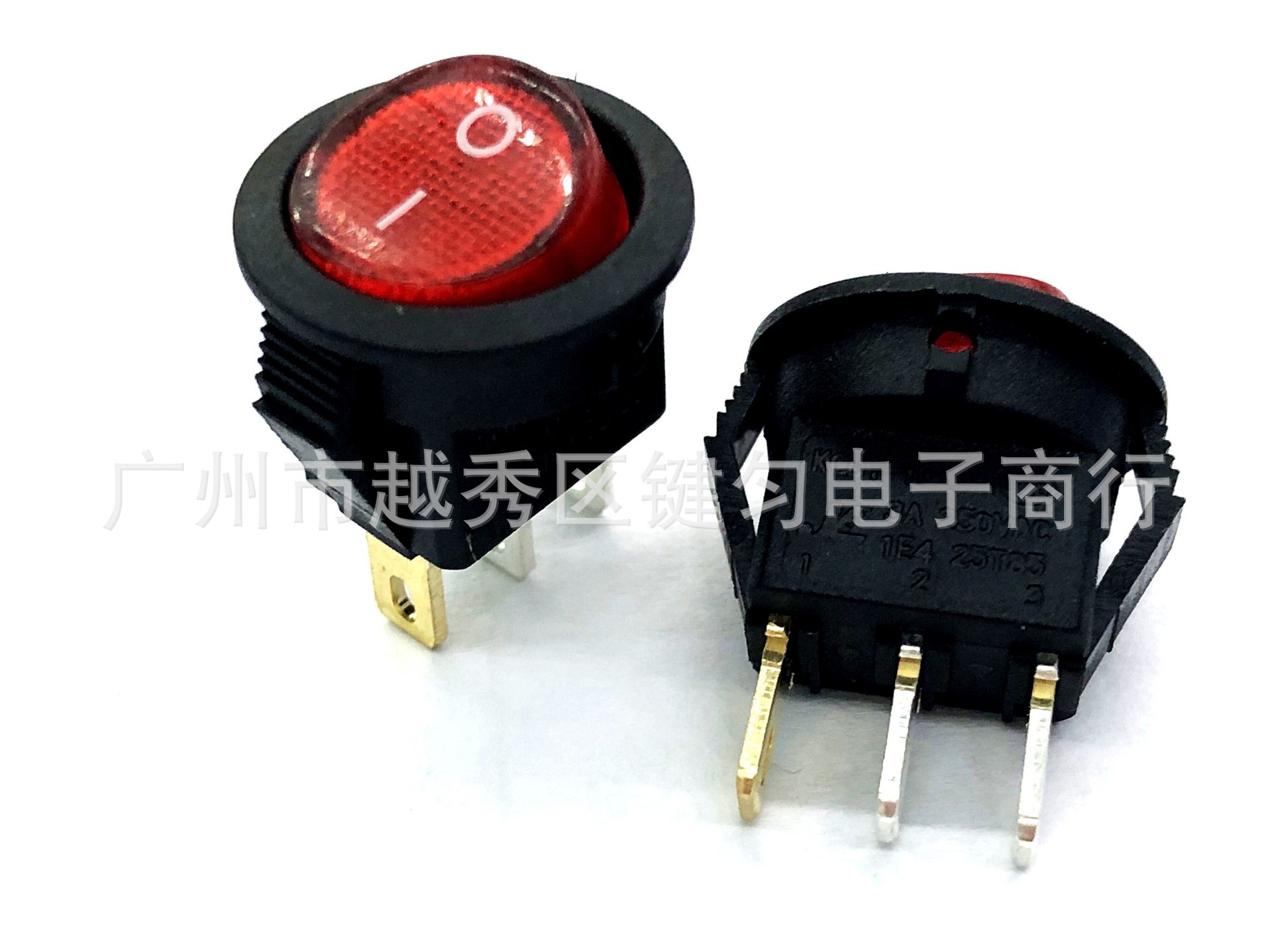 供应KCD1船型开关 红灯3脚小圆型开关 开孔15mm 银触点带认证