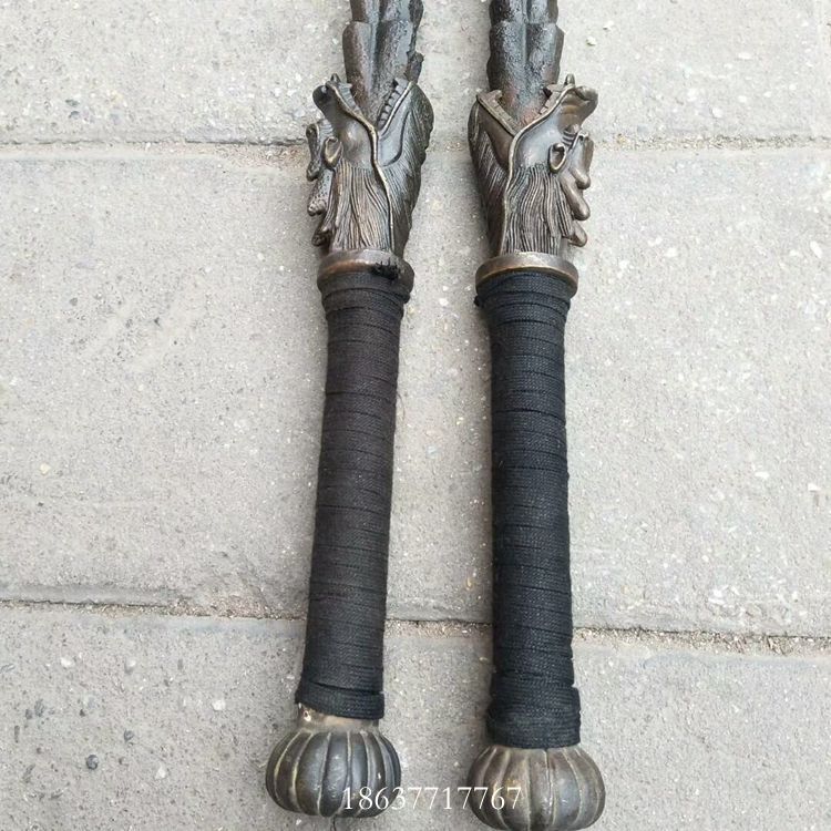 武术器械仿古做旧十八般兵器钢鞭双锏 龙头实心双鞭兵器麦穗鞭-阿里巴巴