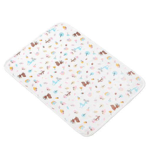 Yiwu manufacturer three-layer pure cotton baby changing pad washable large printed children's changing pad wholesale