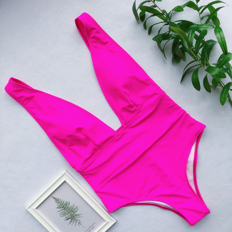 hot style beach one-piece new solid color bikini NSSL59994