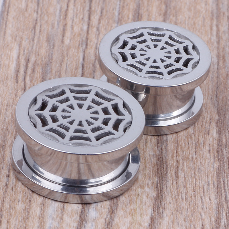 Stainless Steel Spider Mesh Ear Expander - 16mm Geometric Ear Plug for Stretched Earlobes detail image 9