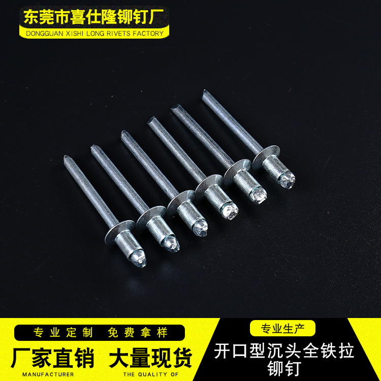 厂家销 开口型沉头全铁拉铆钉 平头抽芯铆钉沉头铆钉 加工定制