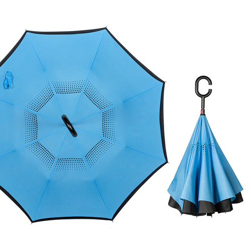 Reverse umbrella with customizable logo, car C-shaped double-layer hands-free female cartoon children's German car umbrella automatic