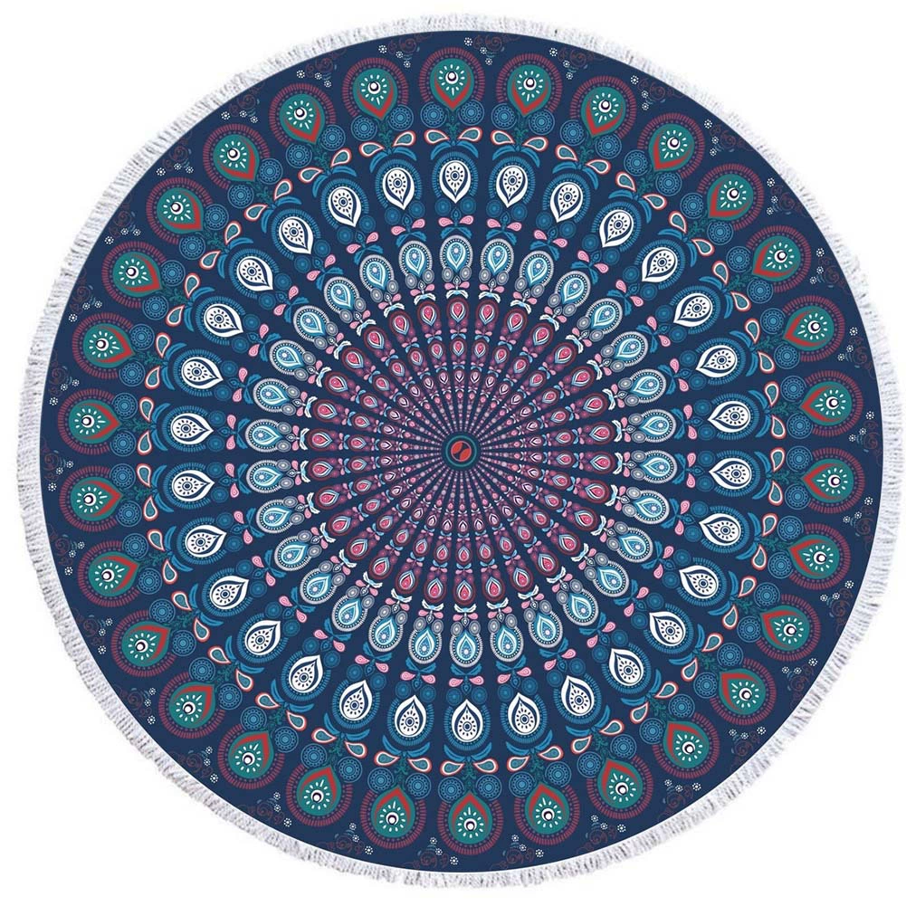 2 день мода волосы Мандала круглый печатных пляжное полотенце из микрофибры пляж Подушка 150 кисточкой края