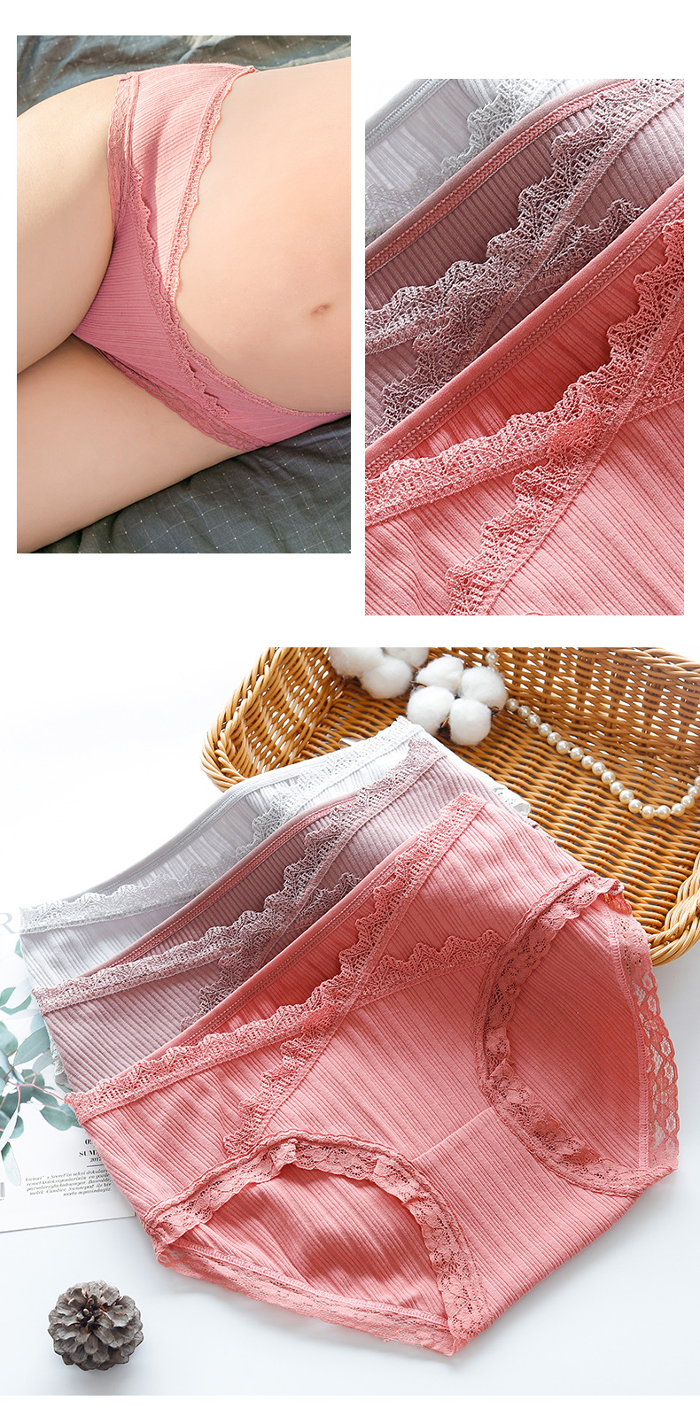 Maternity low waist pure cotton  belly support seamless large size U-shaped briefs  NSXY7478