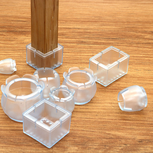 Factory wholesale non-slip chair foot covers thickened silent transparent rubber foot pads multi-size solid wood floor protective pads