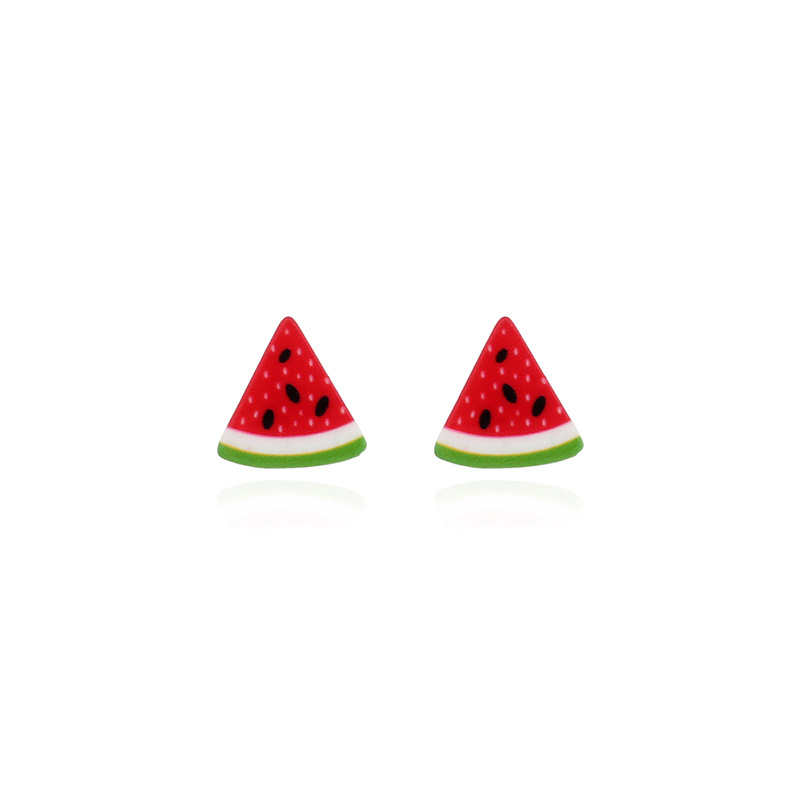 Korean Fruit Childlike Bright Color Strawberry Cherry Acrylic Women's Earrings Set display picture 11