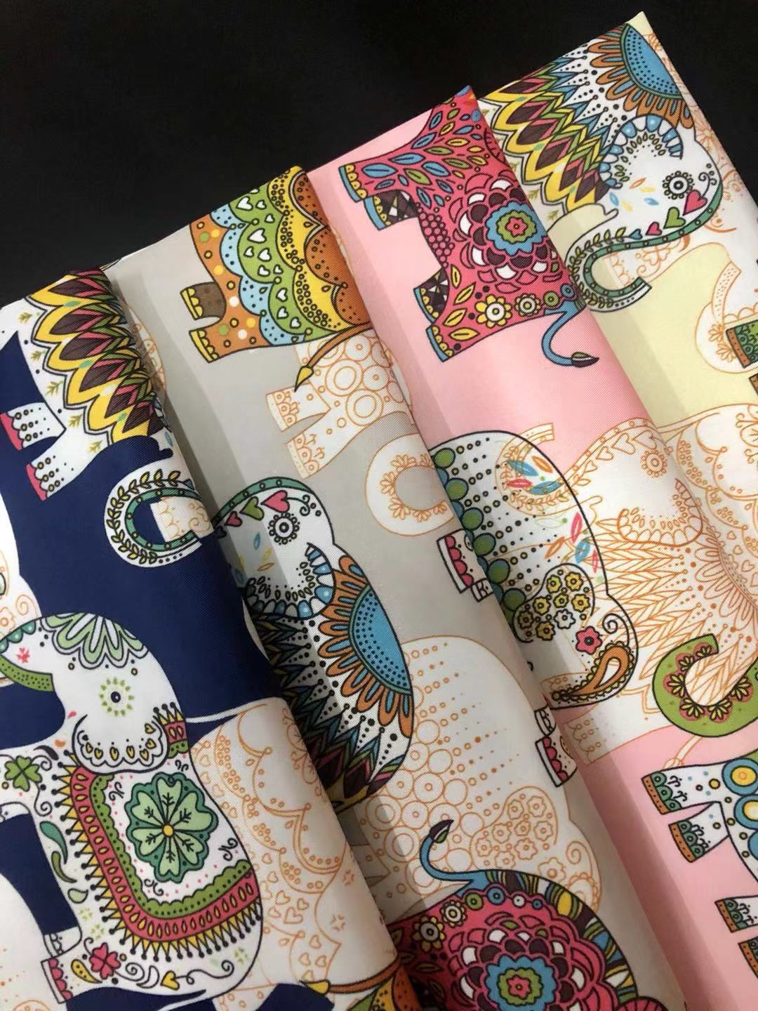 花之春涤纶牛津布印花普通环保380T防水复合布大象面料厂家直销