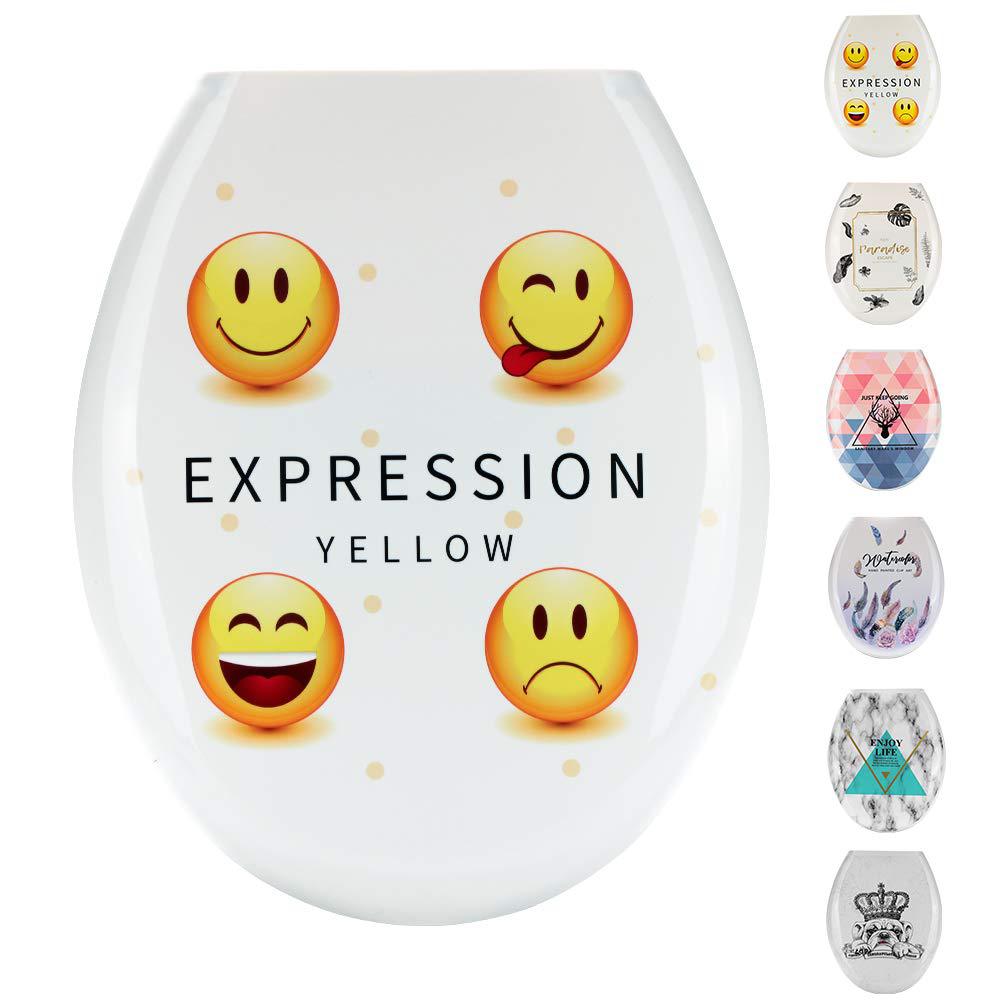 Cubierta de inodoro engrosada impresa cubierta de asiento de inodoro accesorios de plástico PP estilo europeo ordinario en forma de U 18 pulgadas cubierta de inodoro