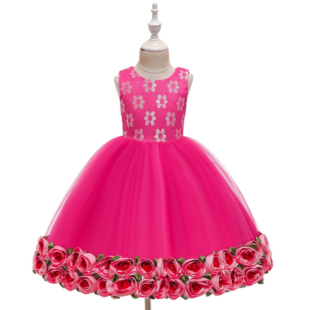 Commerce Extérieur Populaire Style Enfants Robe Filles De Pettiskirt Ourlet Fleur Costume Fleur Enfants Robe De Bébé Plein-année Baptême Robe display picture 13