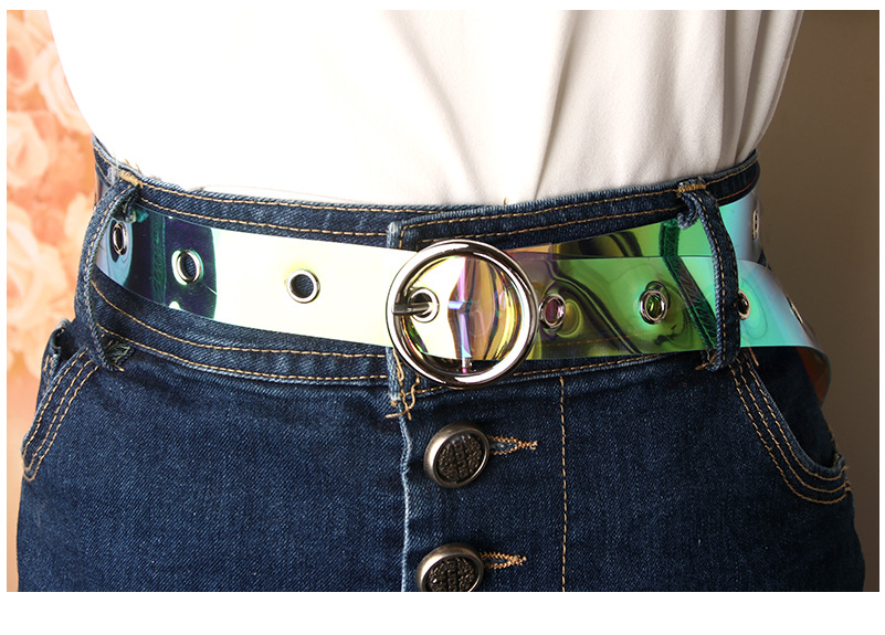 53g Weight Alloy, Plastic Material Round Pattern Women'S Gender Basic Style New Ladies Belt Korean Dazzling Pierced Transparent Belt Jeans Dress Decorative Belt Wholesale Nihaojewelry 9