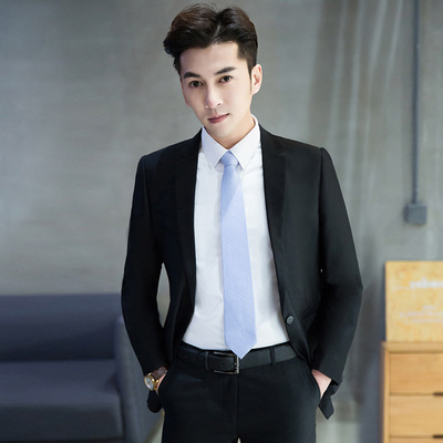 西服套裝男士青少年商務正裝職業小西裝修身伴郎服裝新郎結婚禮服