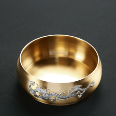 Dada Tang wholesale pure copper tea scoop large household tea scoop cup bowl Japanese Zen style retro water basin tea dregs pot tea set