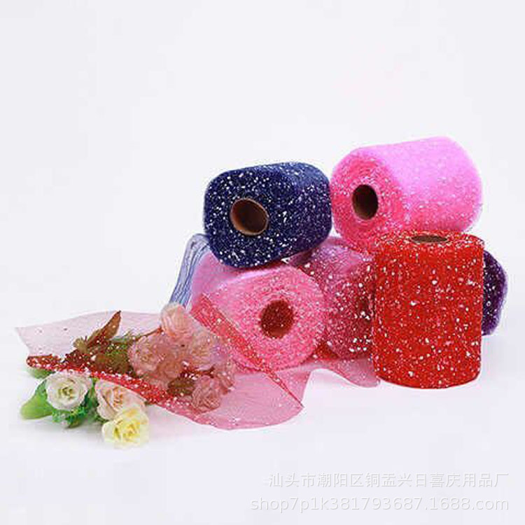 Hilo de punto de nieve 15cm de ancho de material de papel de embalaje de flores paquete al por mayor cabeza de flor de copo de nieve gasa tienda de flores suministros