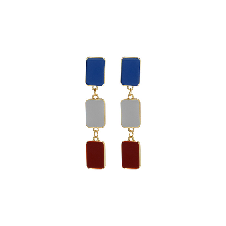 Européen Et Américain Populaire Baisse De Pétrole Couleur Correspondant Simple Boucles D'oreilles Femmes Ornement En Ligne Rouge Visage Minceur Sterling Argent Aiguille Oreille Goujons Ornement display picture 9