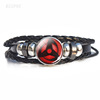 Naruto, woven bracelet for black leather for boys, Birthday gift, wholesale