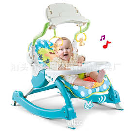 新款多功能婴儿摇椅 宝宝音乐振动餐椅 婴儿围栏吊琴儿童座椅躺椅