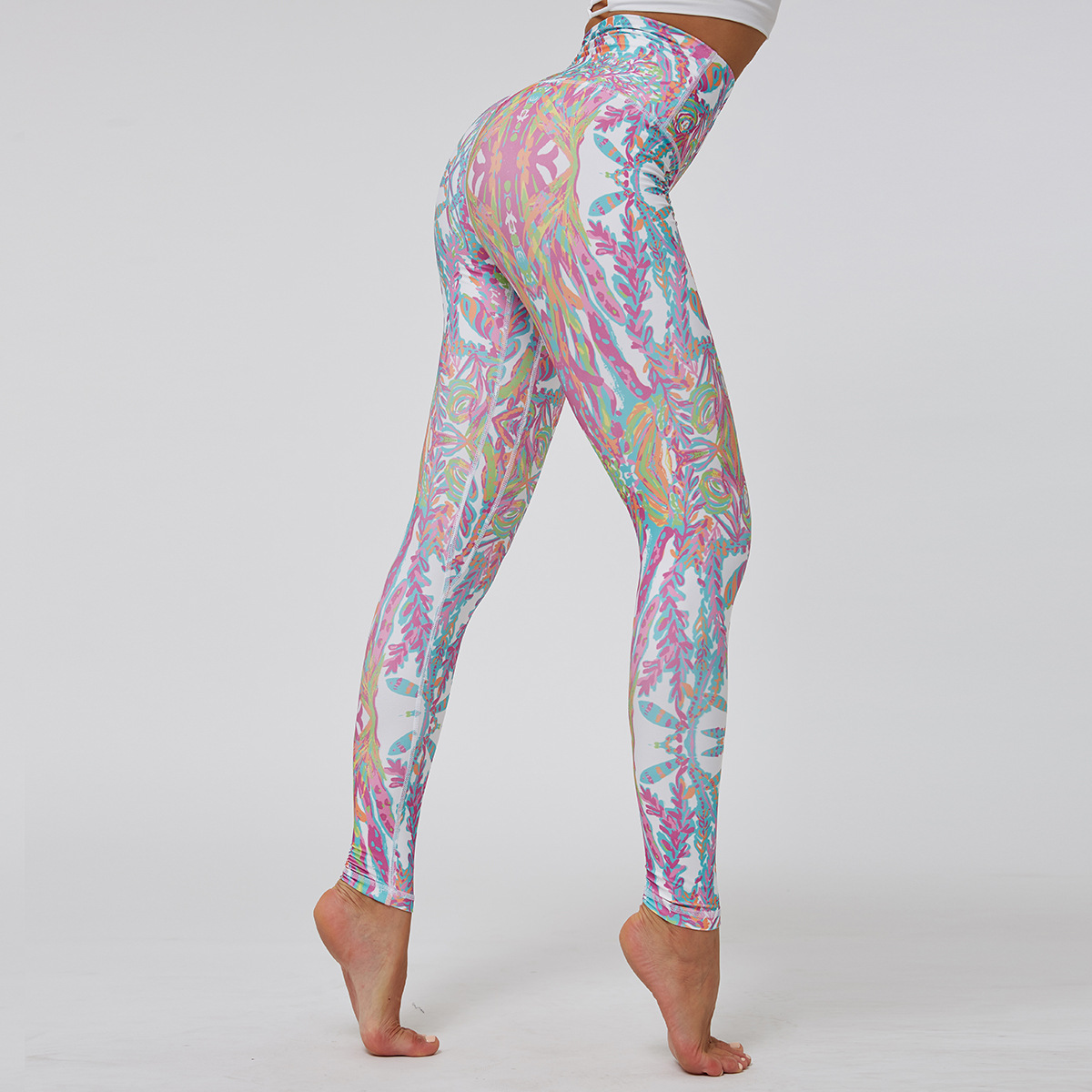 pantalones de yoga deportivos con estampado de cintura alta NSNS47262