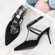 9928-14 European and American spring and summer 2019 new high-heeled shoes ironing drill thin-heeled pointed single-shoe women's sandals