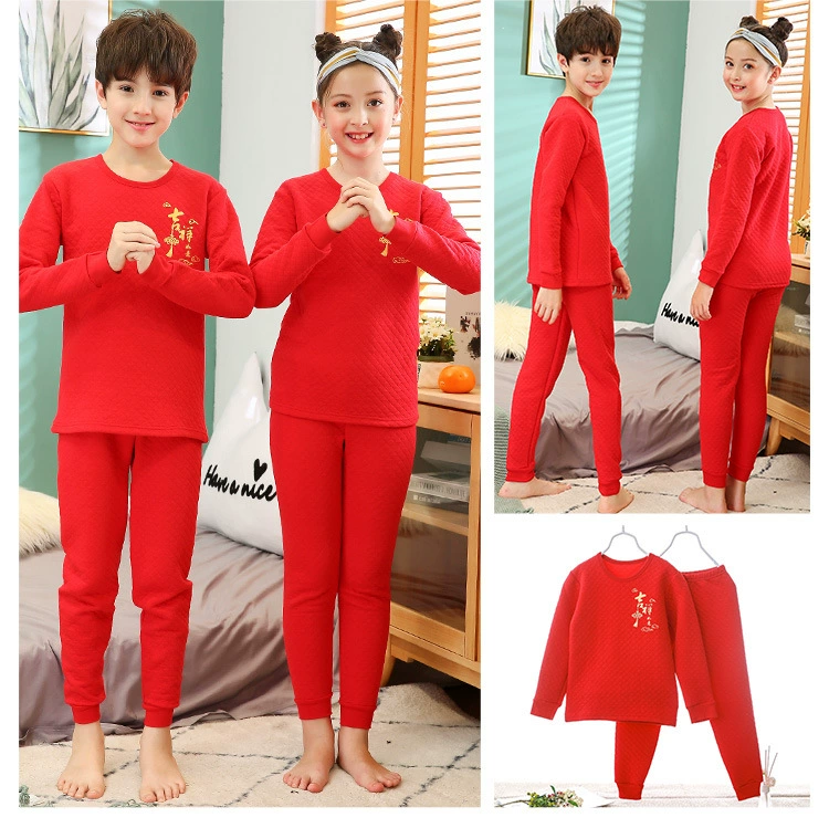 teenage clothes 100-170cm unisex winter thicken pajamas baby warm sleepwear kids pure cotton botton pyjamas sets child clothes cotton baby nightgown