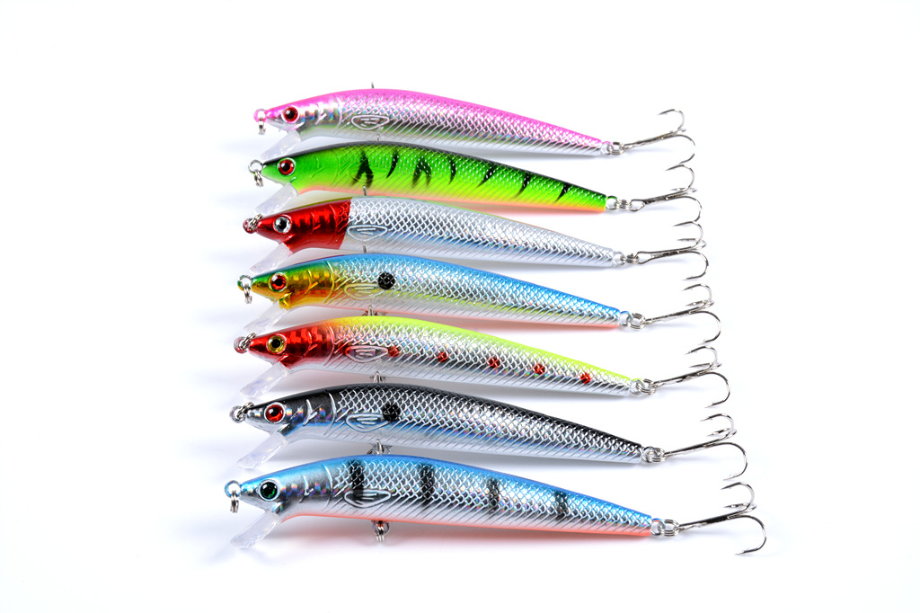 2 Pcs Shallow Diving Minnow Lure 95mm 8g Hard Sinking Minnow Fishing Baits Bass Trout Bowfin Saltwater Sea Fishing Lure